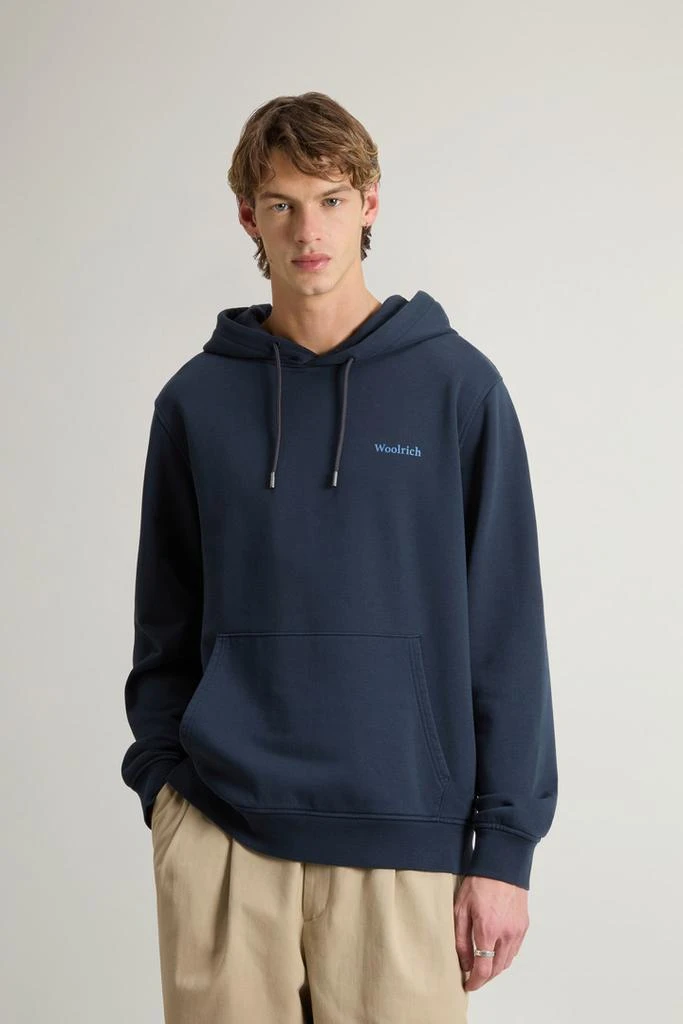 Woolrich Pure Cotton Hoodie with Back Print - Men - Blue 1