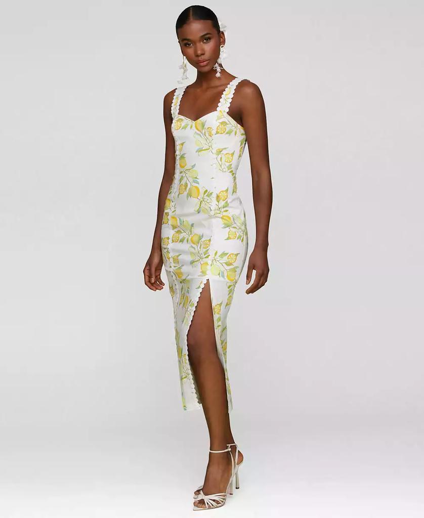 Avec Les Filles Women's Lemon-Print Bodycon Midi Dress