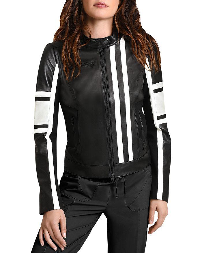 Blanc Noir Claudine Leather Racer Jacket