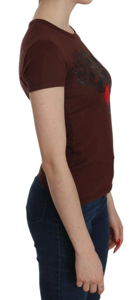 Exte Exte  Heart Print Crew Neck  Short Sleeve Blouse 2