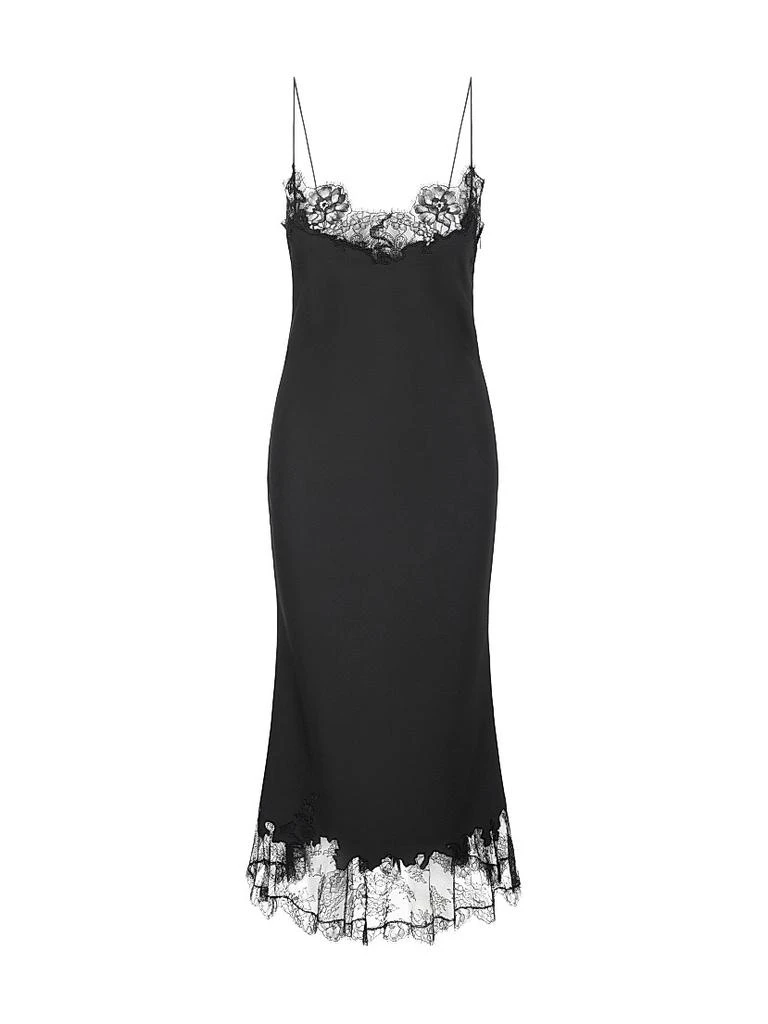 staud black lace dress Staud Rosaline Black Guipure Lace Midi Dress