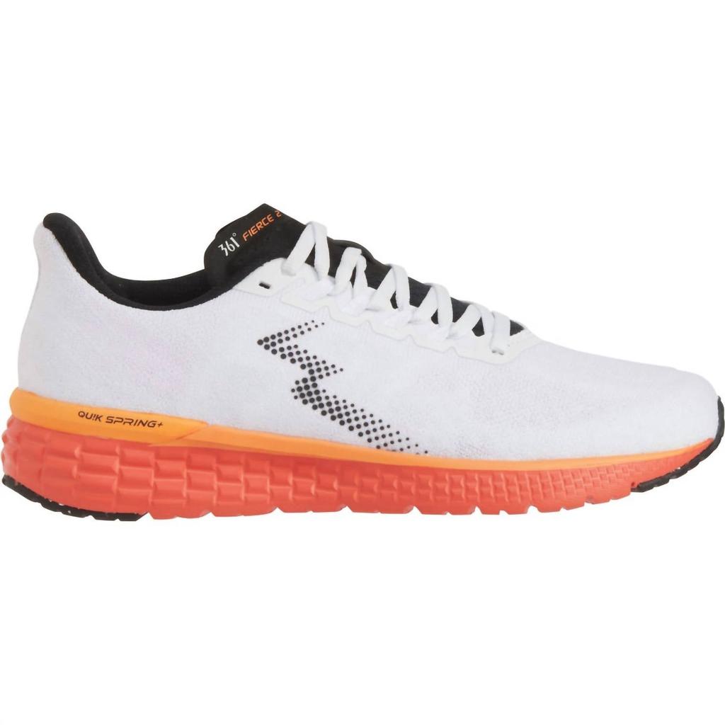 361 Degrees Women's Fierce 2 Running Shoes - Medium Width In White, Mandarin Red