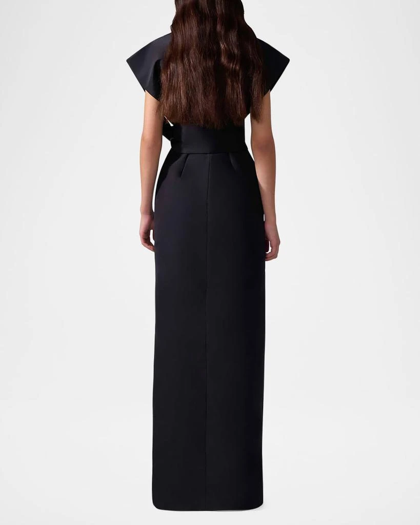 Carolina Herrera Cap-Sleeve Belted Column Trench Gown 3