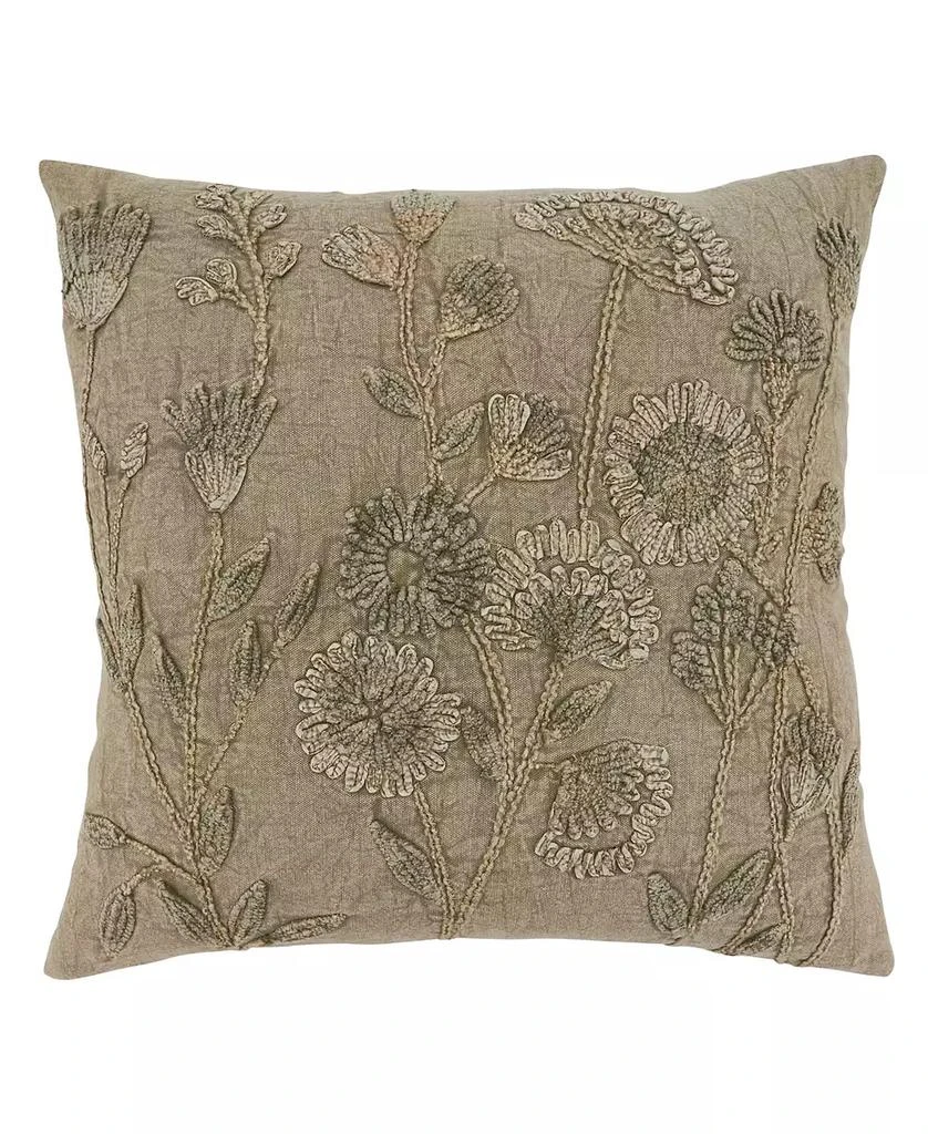 Saro Lifestyle Stone Washed Floral Decorative Pillow, 20" x 20"
