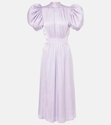 ROTATE Birger Christensen Puff-sleeve satin midi dress 1