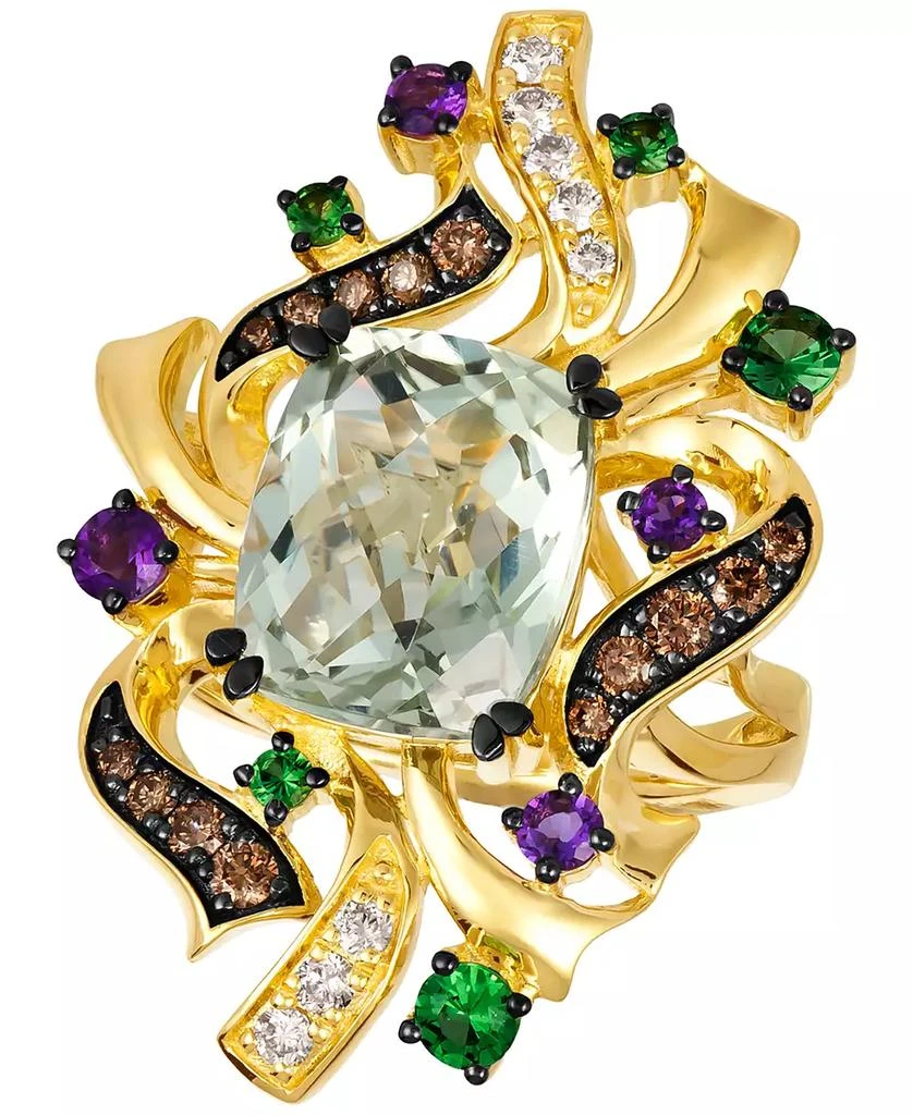 Le Vian Crazy Collection® Multi-Gemstone (5-1/3 ct. t.w.) 
Diamond (3/8 ct. t.w.) Swirling Cluster Statement Ring in 14k Gold