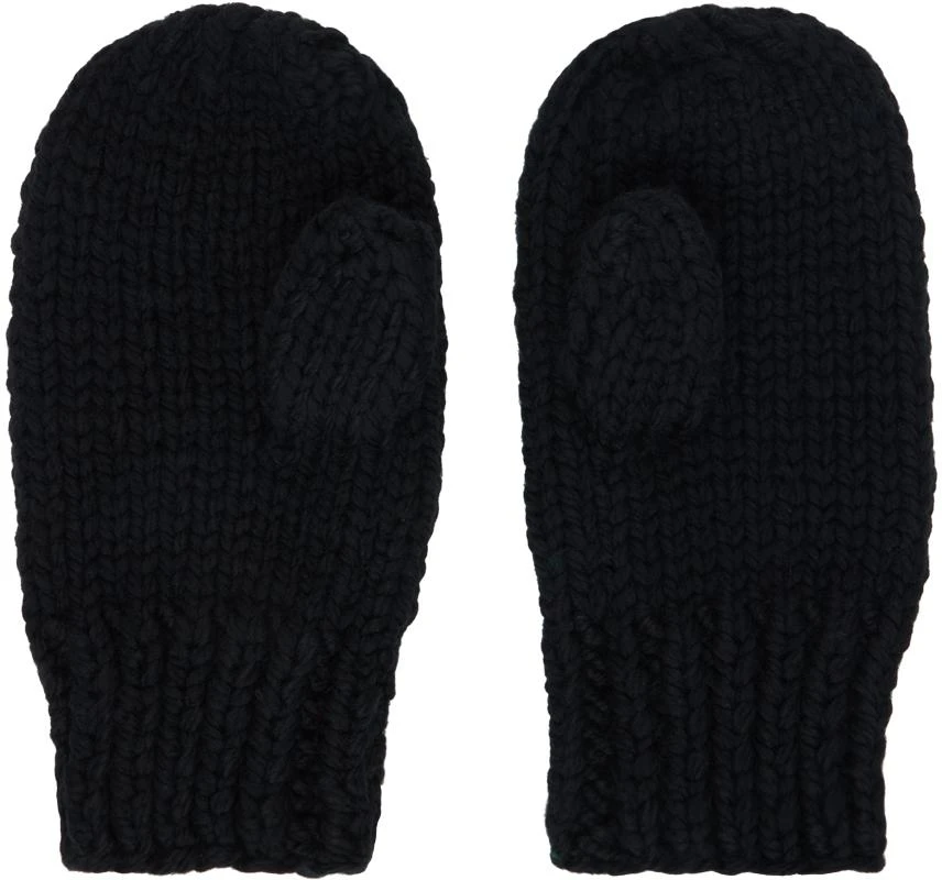 MAISON MARGIELA Black Childish Stitches Mittens 2