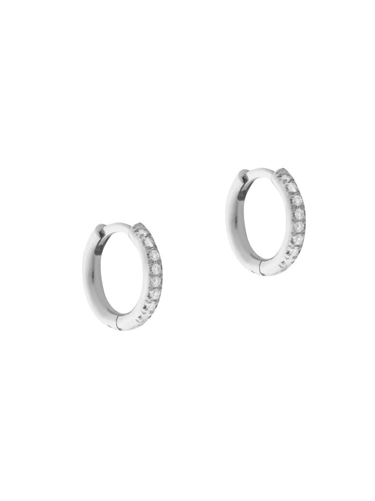 Ileana Makri Classic 18K White Gold & Diamond Midi Hoop Earrings