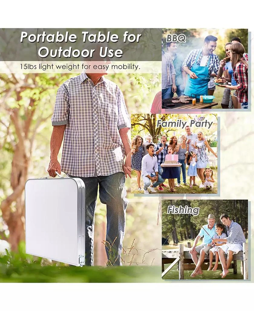 Costway Adjustable Camping Table Aluminum w/ Storage Organizer 6