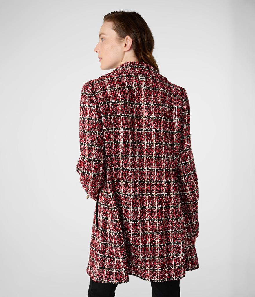 Karl Lagerfeld Paris PLAID SEQUINS ZIP FRONT TWEED COAT