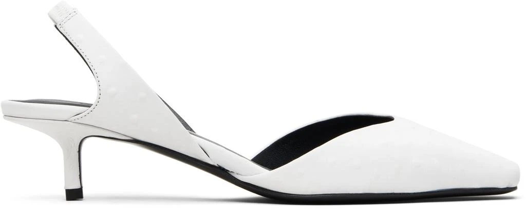 Loulou de Saison White Sully Ostrich-Effect Leather Slingback Heels