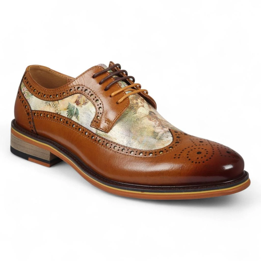 Justin Reess Heren Bruine Leren Iconic Print Brogue Dress Schoenen - Scott 3
