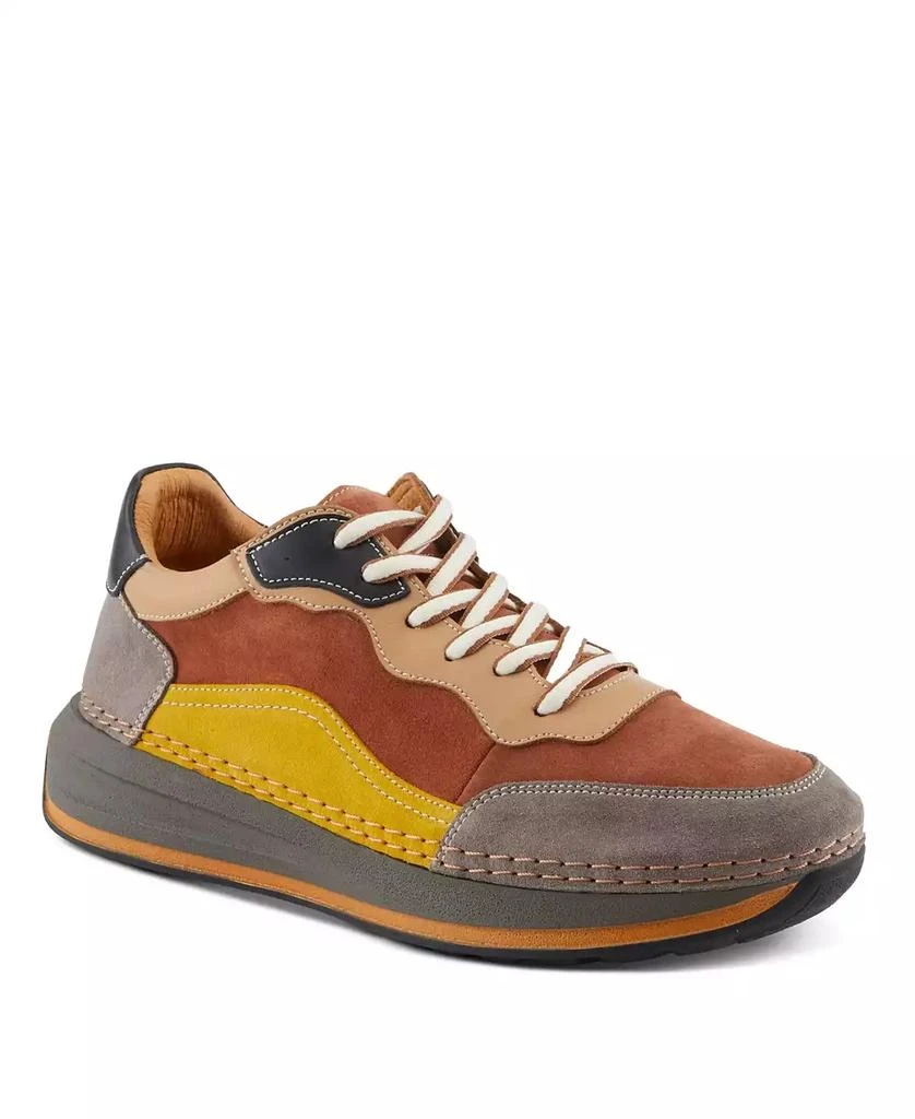 Spring Step Women
s Spring Step BOOKER Retro Leather Sneakers with Removable Insoles and Bold Suede Accents