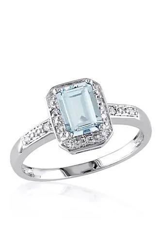 Belk 
Co. Sterling Silver Aquamarine and Diamond Ring