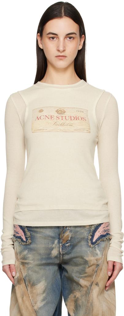 Acne Studios Beige Double-layered Long Sleeve T-shirt