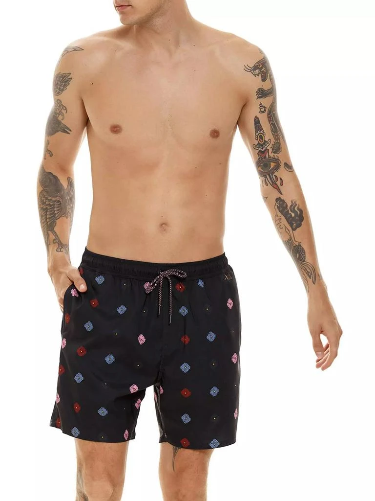 Agua Bendita Diving Into Dreams Joe Embroidered Swim Trunks 1