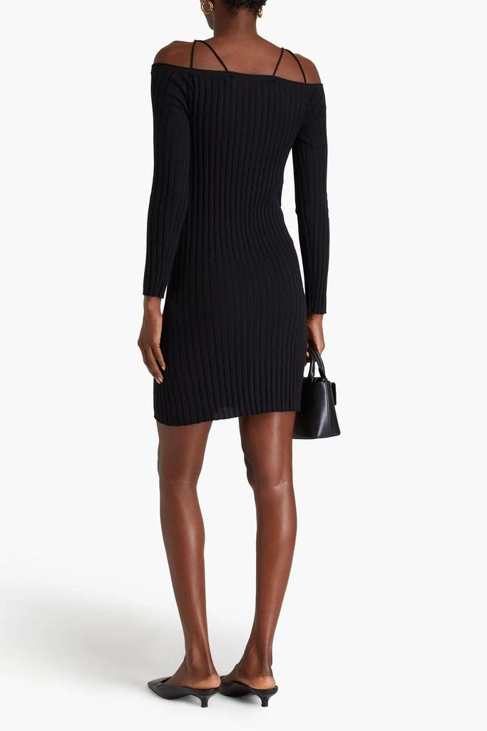 Lisa Yang Cold-shoulder ribbed cashmere mini dress 3