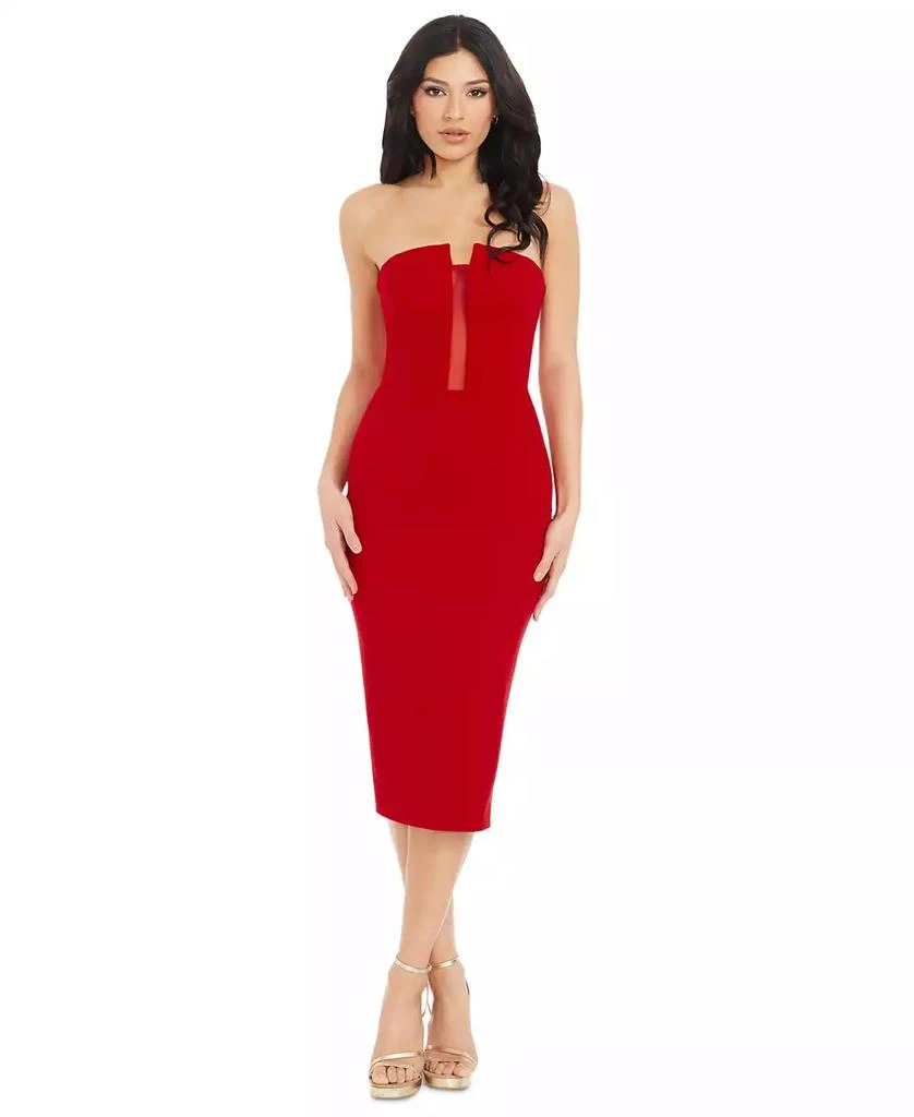 Dress The Population Women's Erica Strapless Plunge-Neck Bodycon Midi Dress 1