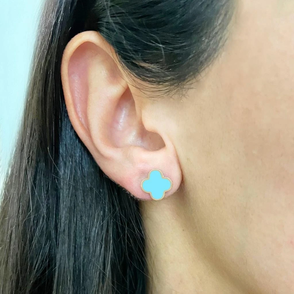 The Lovery Small Turquoise Clover Stud Earrings 1