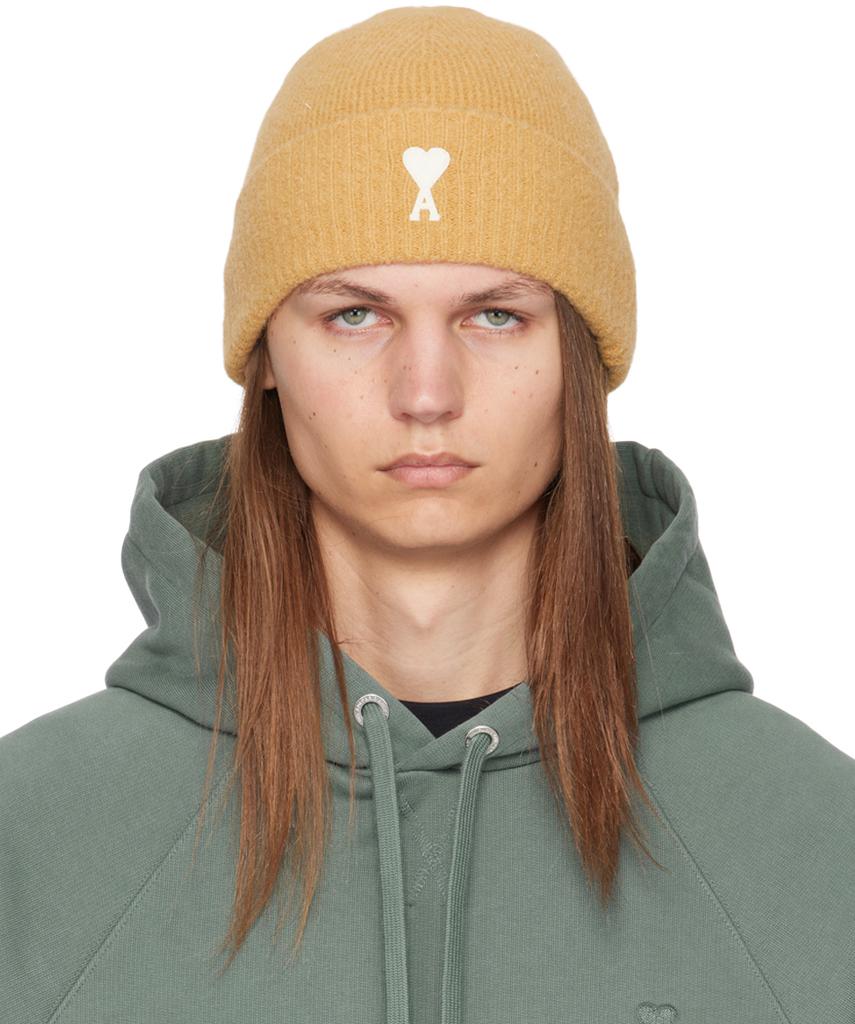 AMI Yellow Off-White Ami de Coeur Beanie