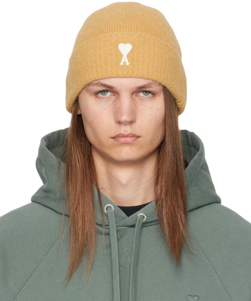 AMI Paris Yellow Off-White Ami de Coeur Beanie 1