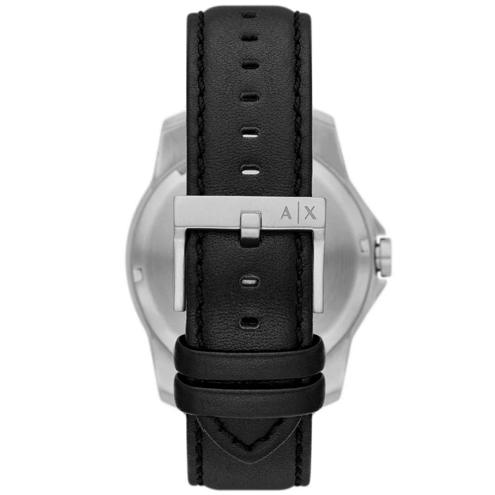 A|X Armani Exchange Men's Three-Hand Day-Date Black Leather Strap Watch, 44mm 3