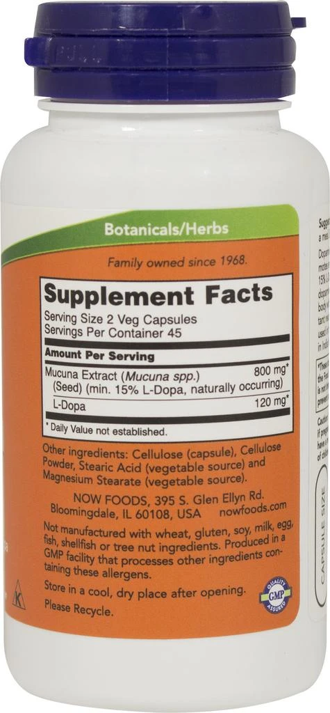 Now Foods DOPA Mucuna 400 mg 90 Vegi Capsules 2