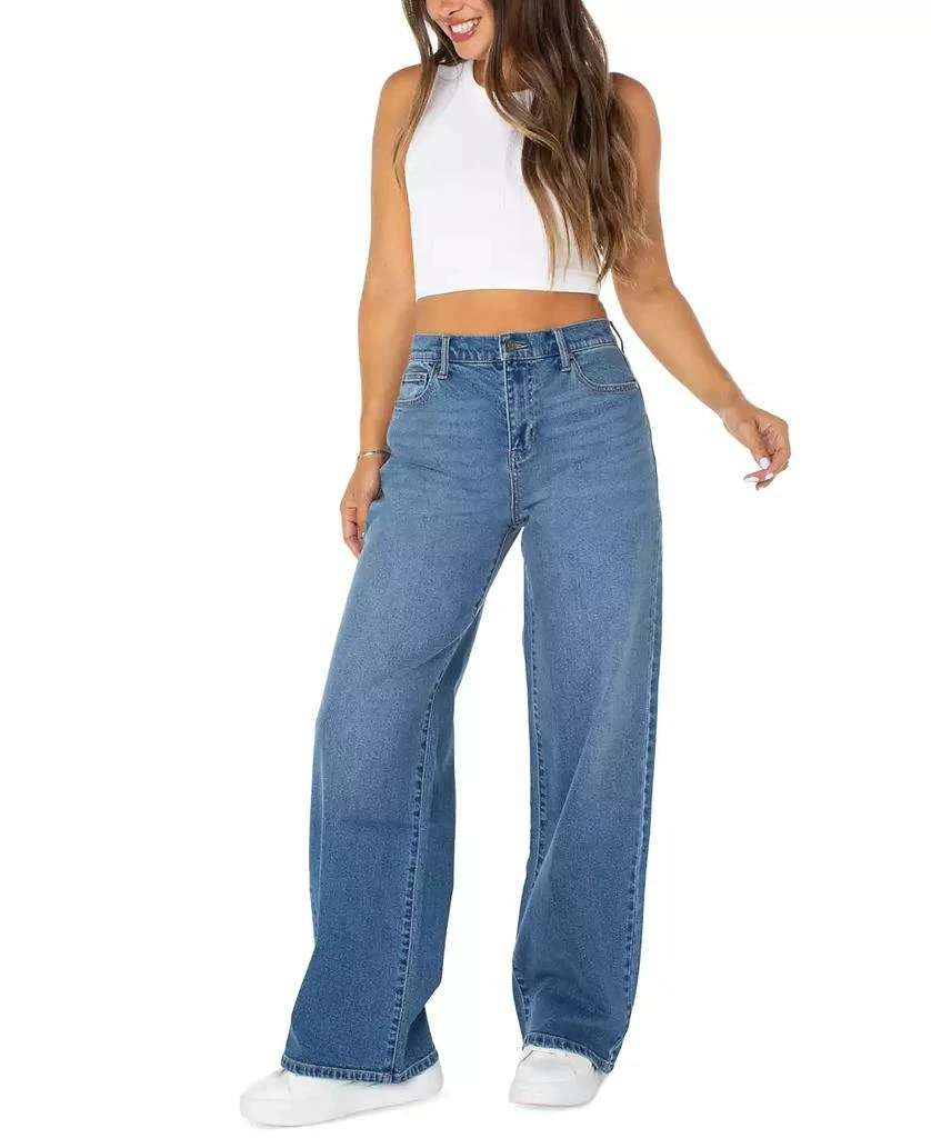 Celebrity Pink Juniors' Elastic-Back Wide-Leg Jeans 1