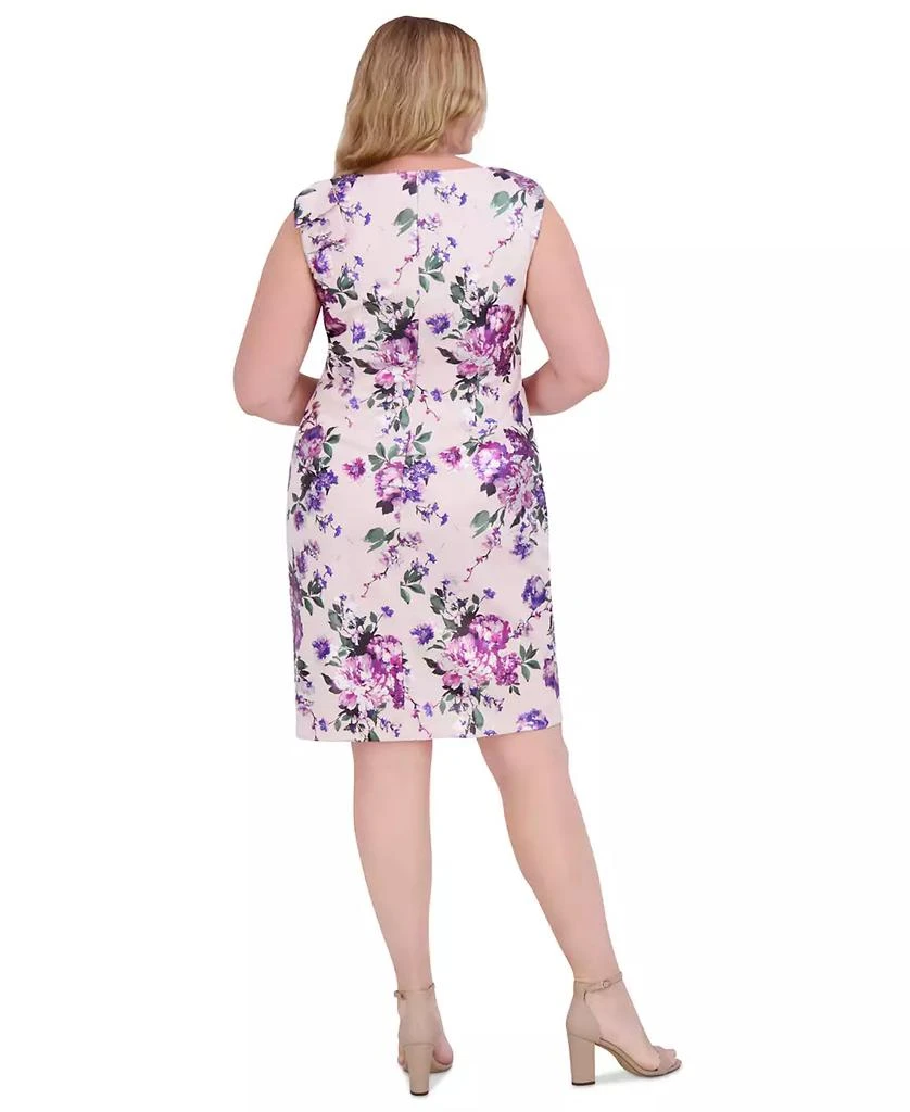 Jessica Howard Plus Size Floral Asymmetrical-Neck Sheath Dress 3