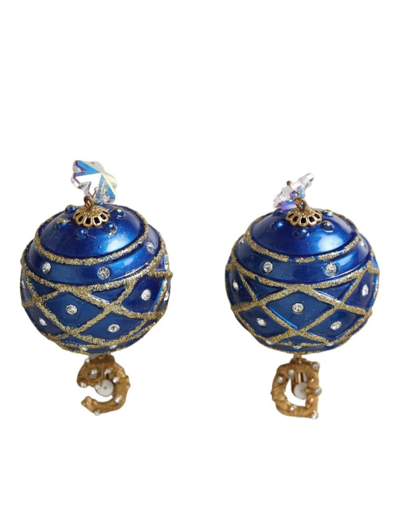 Dolce
Gabbana Brass blue Dangle Christmas Ball Crystal Clip On Women
s Earrings (Pre-Owned)