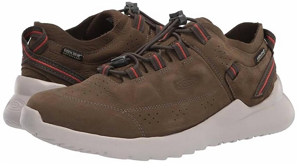 Keen Men's Highland Leather Waterproof Sneaker In Dark Olive/silver Birch