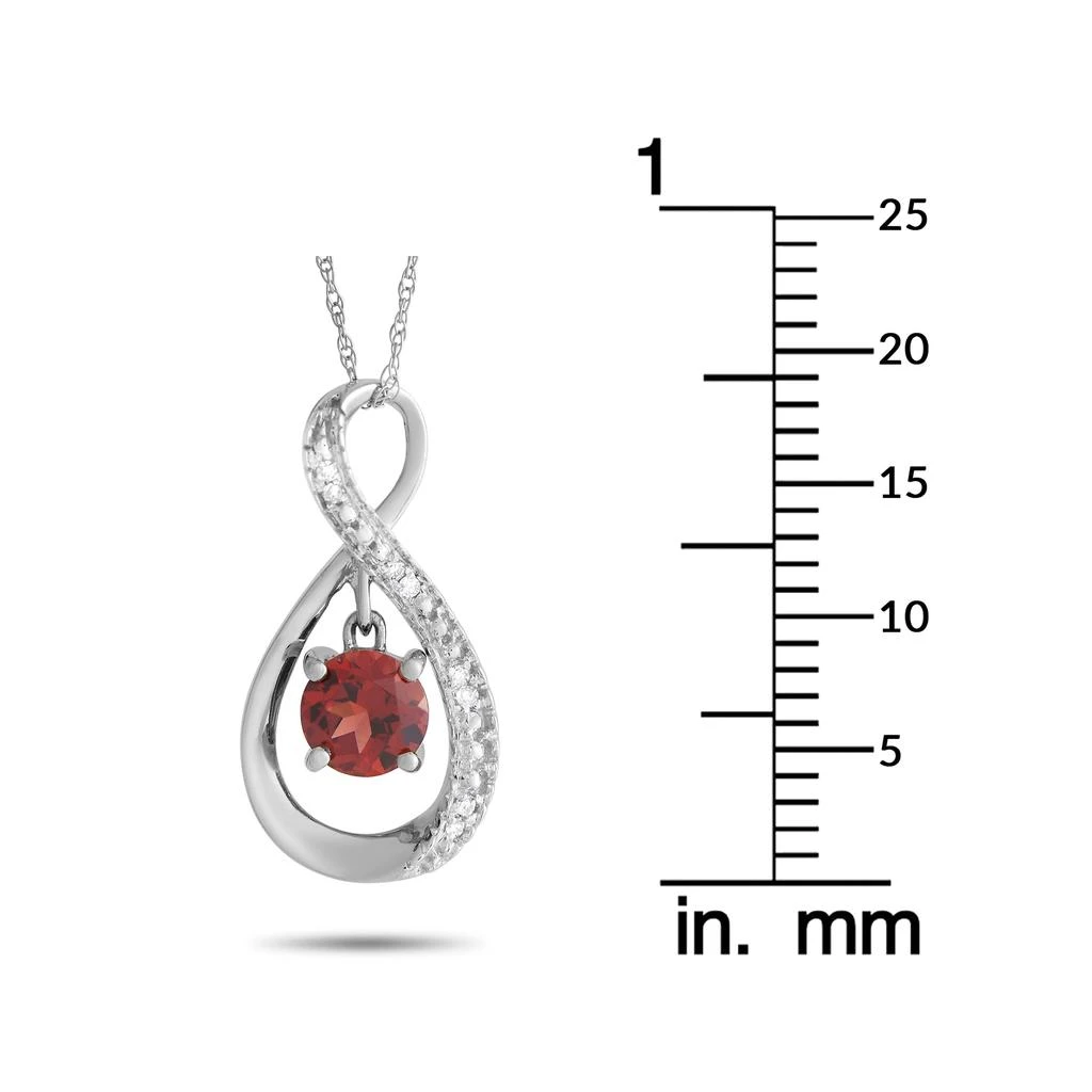 Non Branded 14K White Gold Diamond and 0.03ct Garnet Pendant Necklace PD4-15537WGA 3