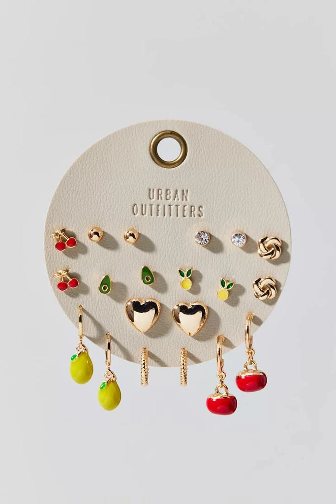 Urban Outfitters Fruit Basket Charm Post And Hoop Earring Set 3