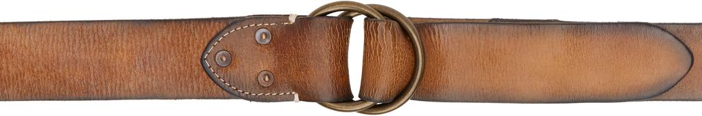 RRL Black Leather Double–O-Ring Belt