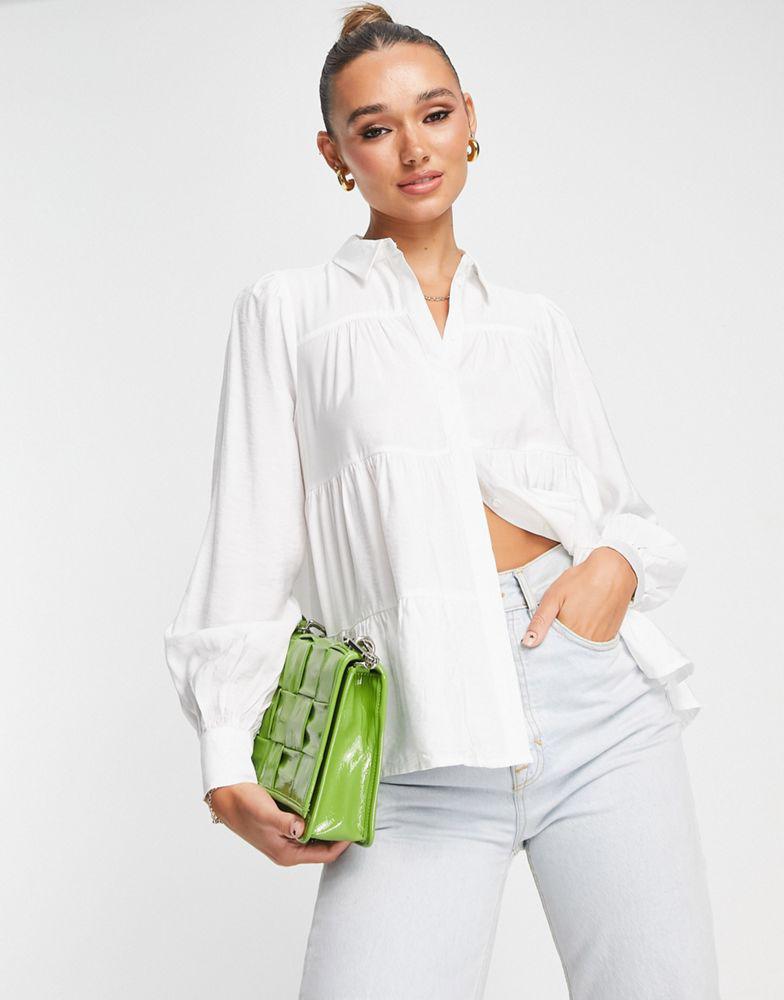 Y.A.S. YAS smock shirt in white - WHITE