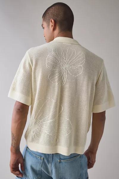 Obey OBEY UO Exclusive Floral Open Knit Short Sleeve Polo Sweater