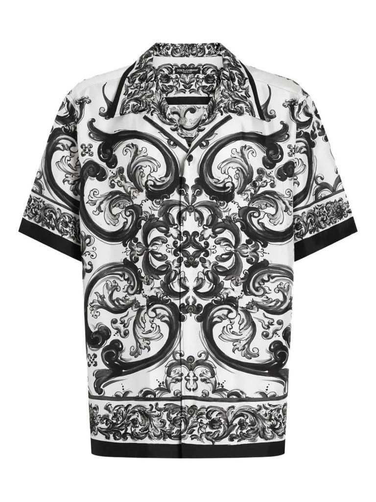 Dolce & Gabbana MAJOLICA-PRINT SHORT-SLEEVED T-SHIRT アートT Majolica-print short-sleeved jersey t-shirt in Multicolor