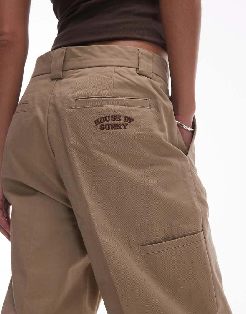 House Of Sunny House of Sunny canvas worker wide leg trousers in clay 2