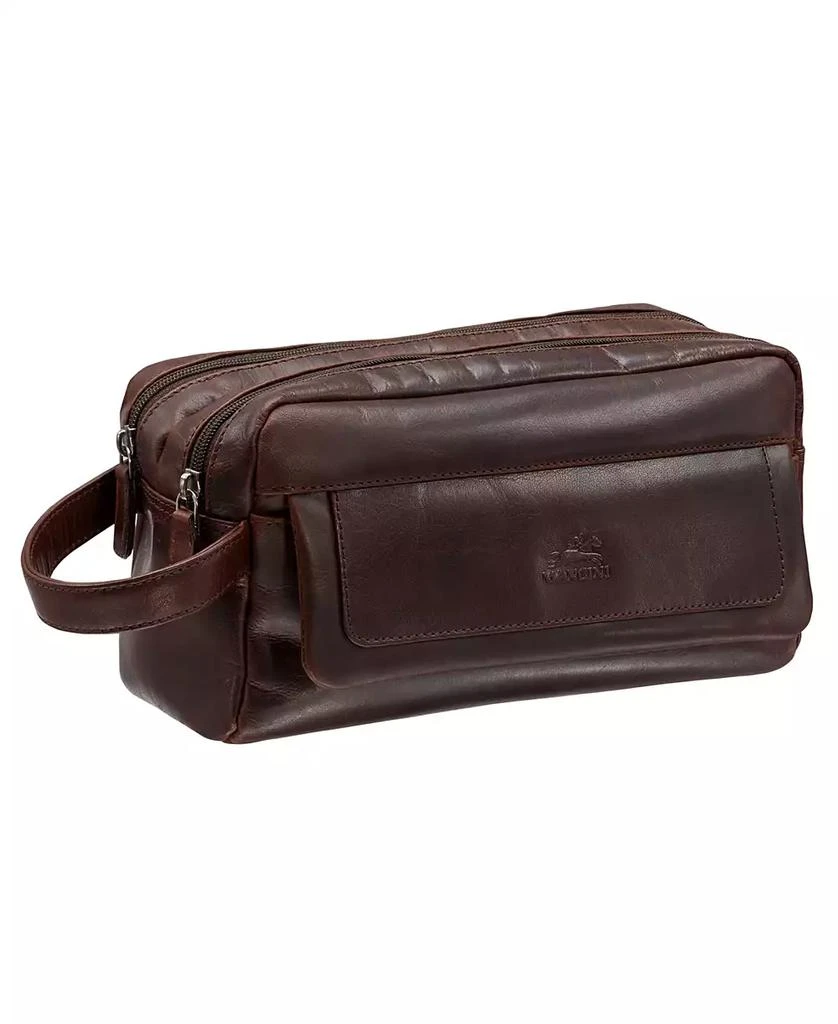 Mancini Leather Goods Men's Double Compartment Top Zipper Toiletry Kit 4