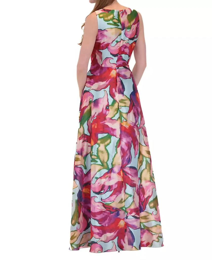 julia jordan Women's Printed V-Neck Sleeveless Organza Gown 3