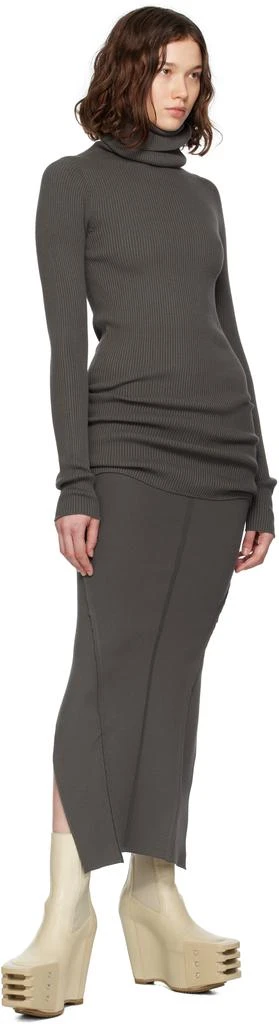 Rick Owens Gray Concordians Ribbed Knit Tube Turtleneck 4