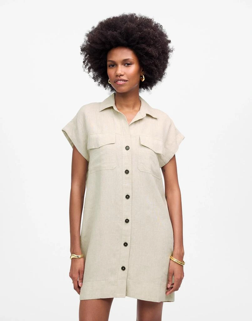 Madewell Utility Short-Sleeve Mini Shirtdress in 100% Linen 2