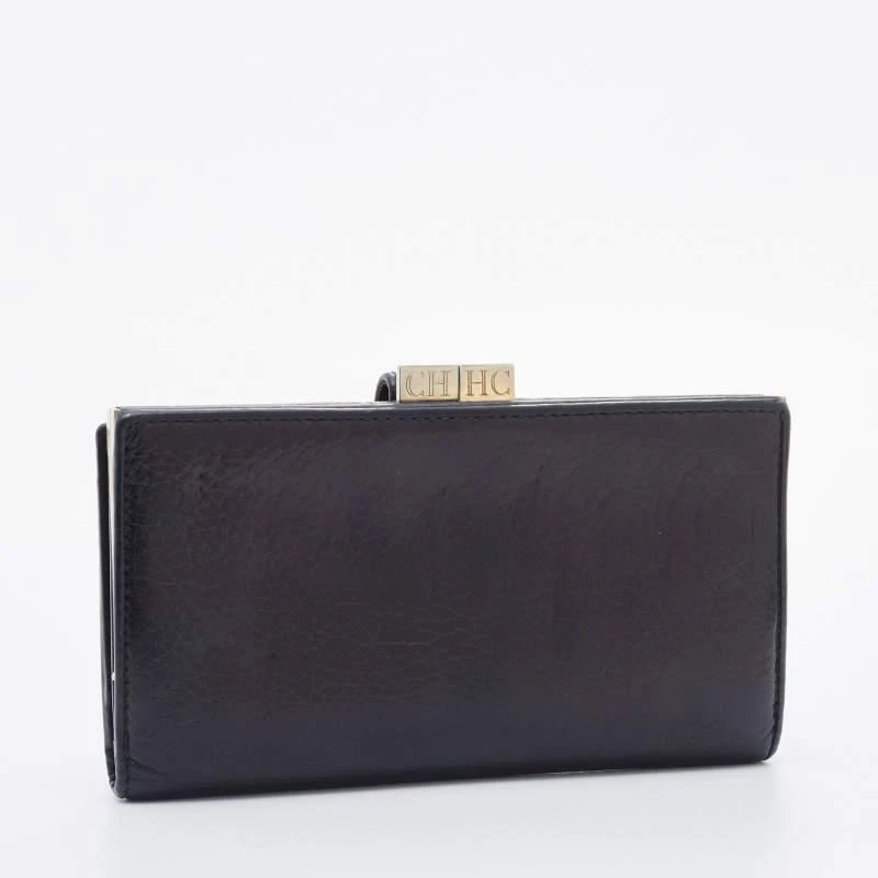 CH Carolina Herrera CH Carolina Herrera Black Leather French Continental Wallet 4