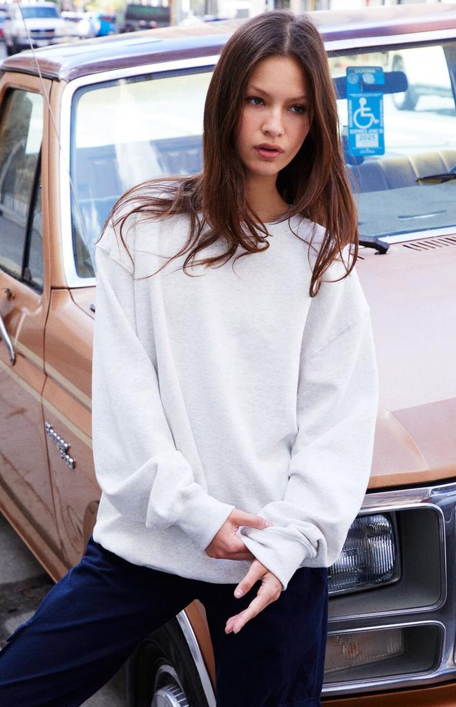 John Galt Light Heather Grey Erica Crew Neck Oversized Sweatshirt