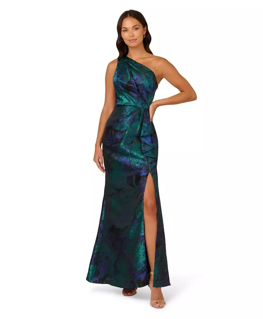 Adrianna Papell Women's Jacquard Printed Asymmetric One-Shoulder