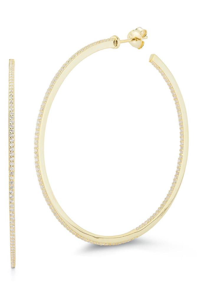 GLAZE JEWELRY 14K Yellow Gold Vermeil Pave CZ Hoop Earrings