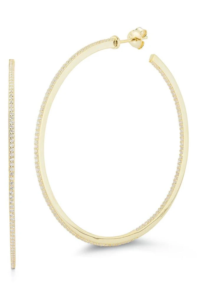 GLAZE JEWELRY 14K Yellow Gold Vermeil Pave CZ Hoop Earrings 1