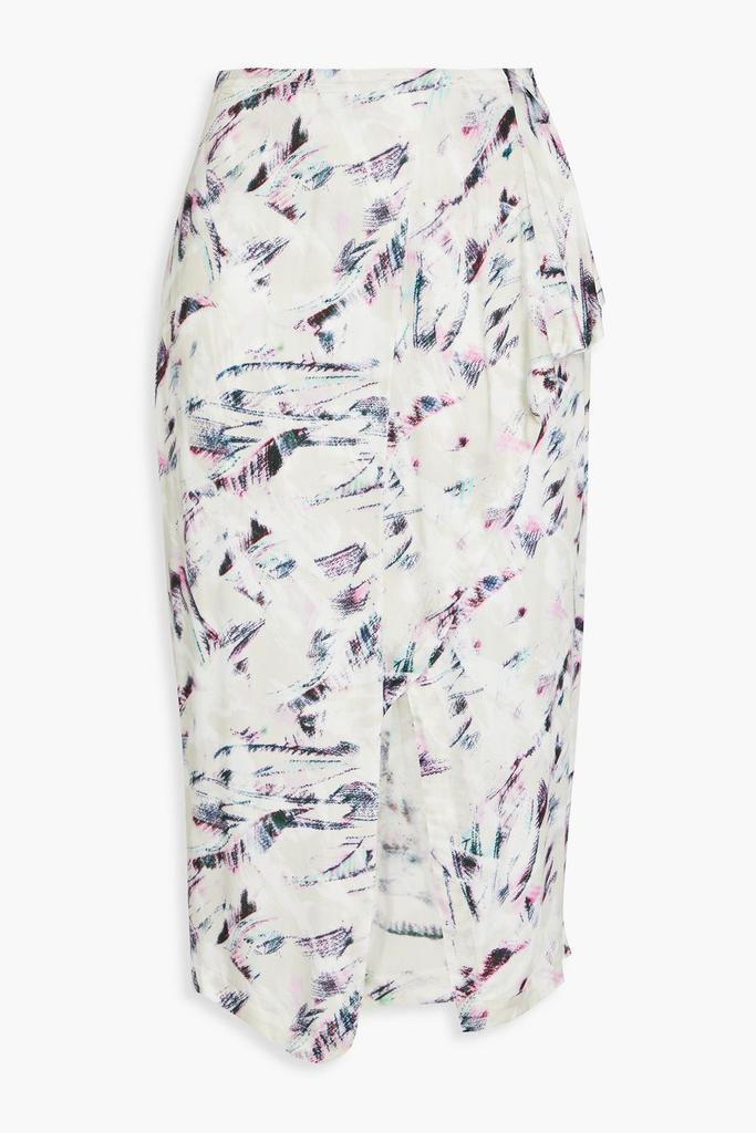 IRO Kerim wrap-effect draped printed twill skirt