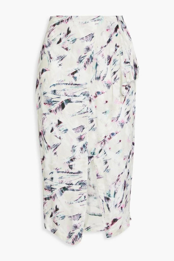 IRO Kerim wrap-effect draped printed twill skirt 1