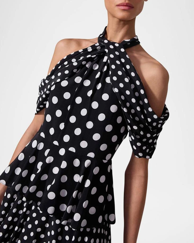 Carolina Herrera Polka-Dot Halter Tiered Midi Dress 4